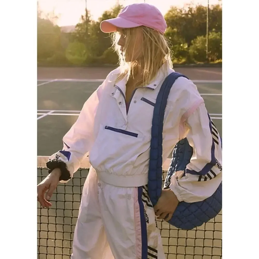 Free People Movement Track In Action Jacket Vest Ivory Combo Size XL Windbreaker